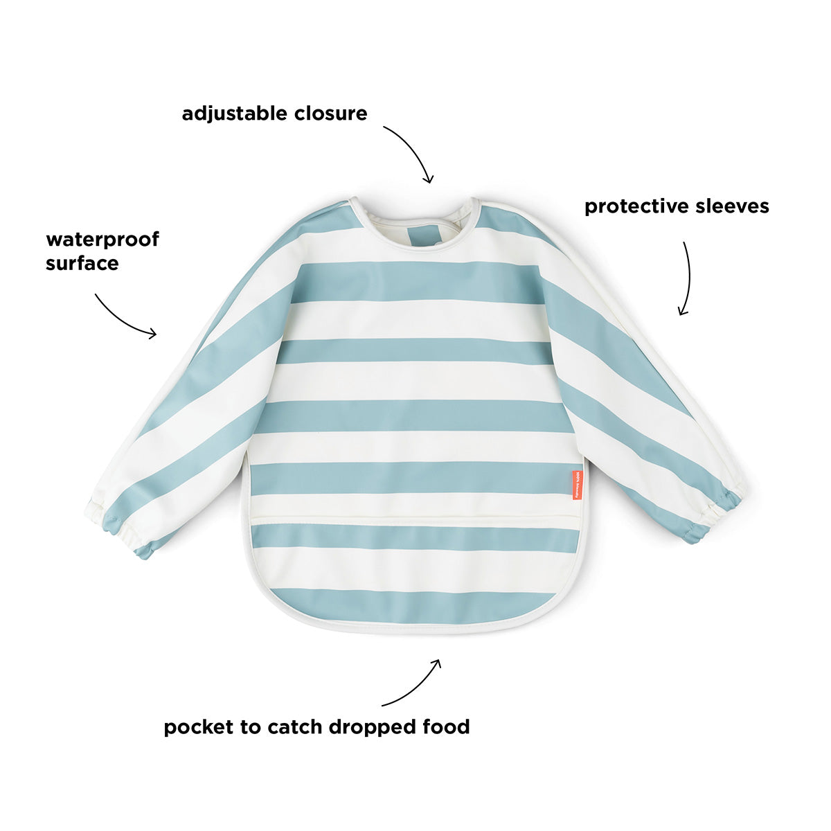 Sleeved pocket bib - Stripes - Blue