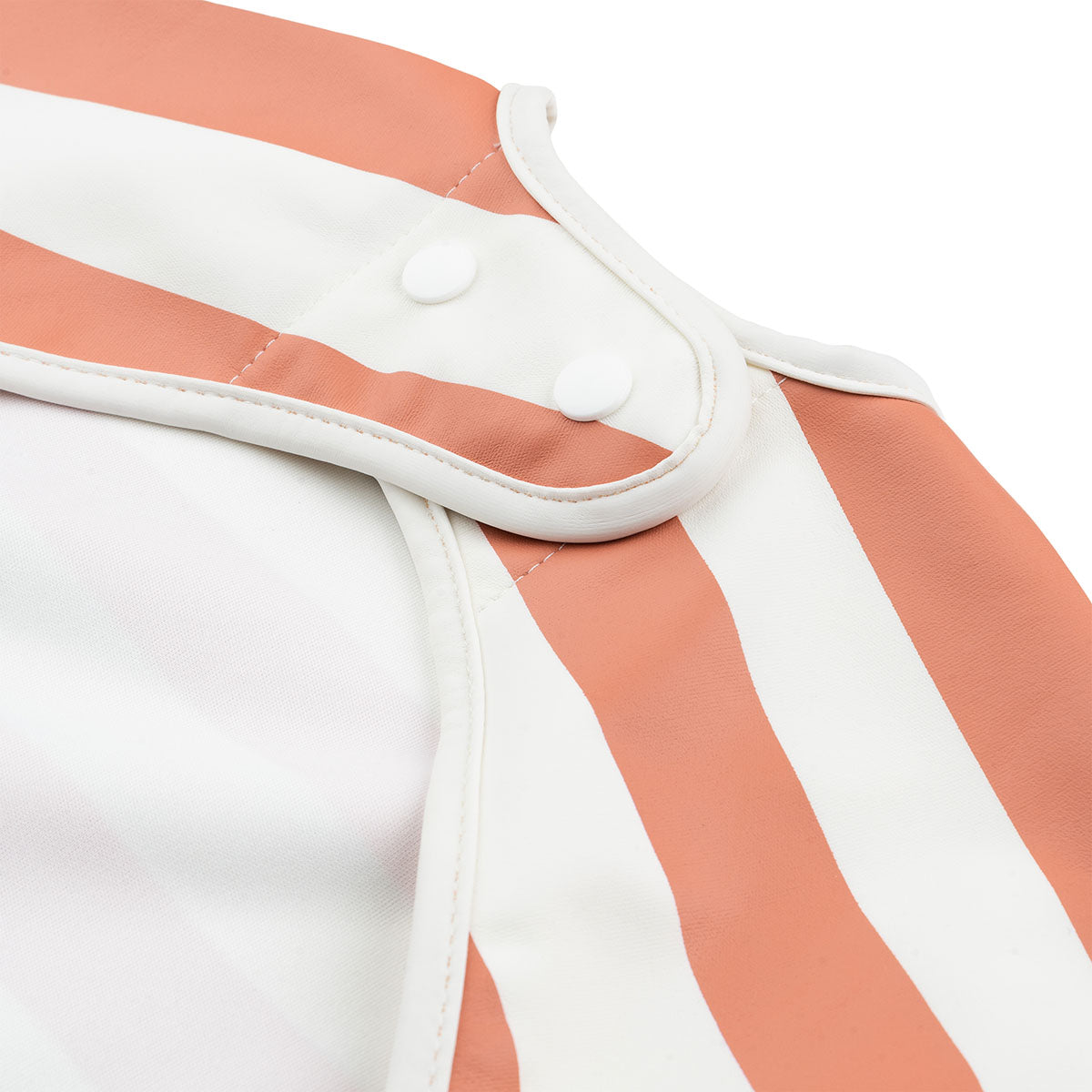 Sleeved pocket bib - Stripes - Papaya