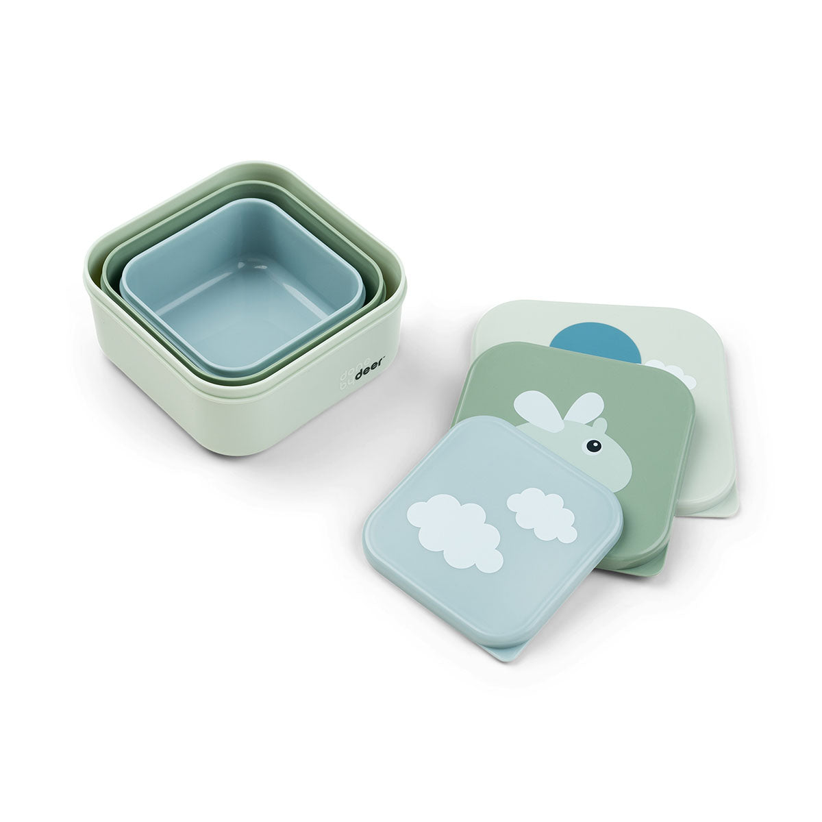 Snack box set 3 pcs - Happy clouds - Green