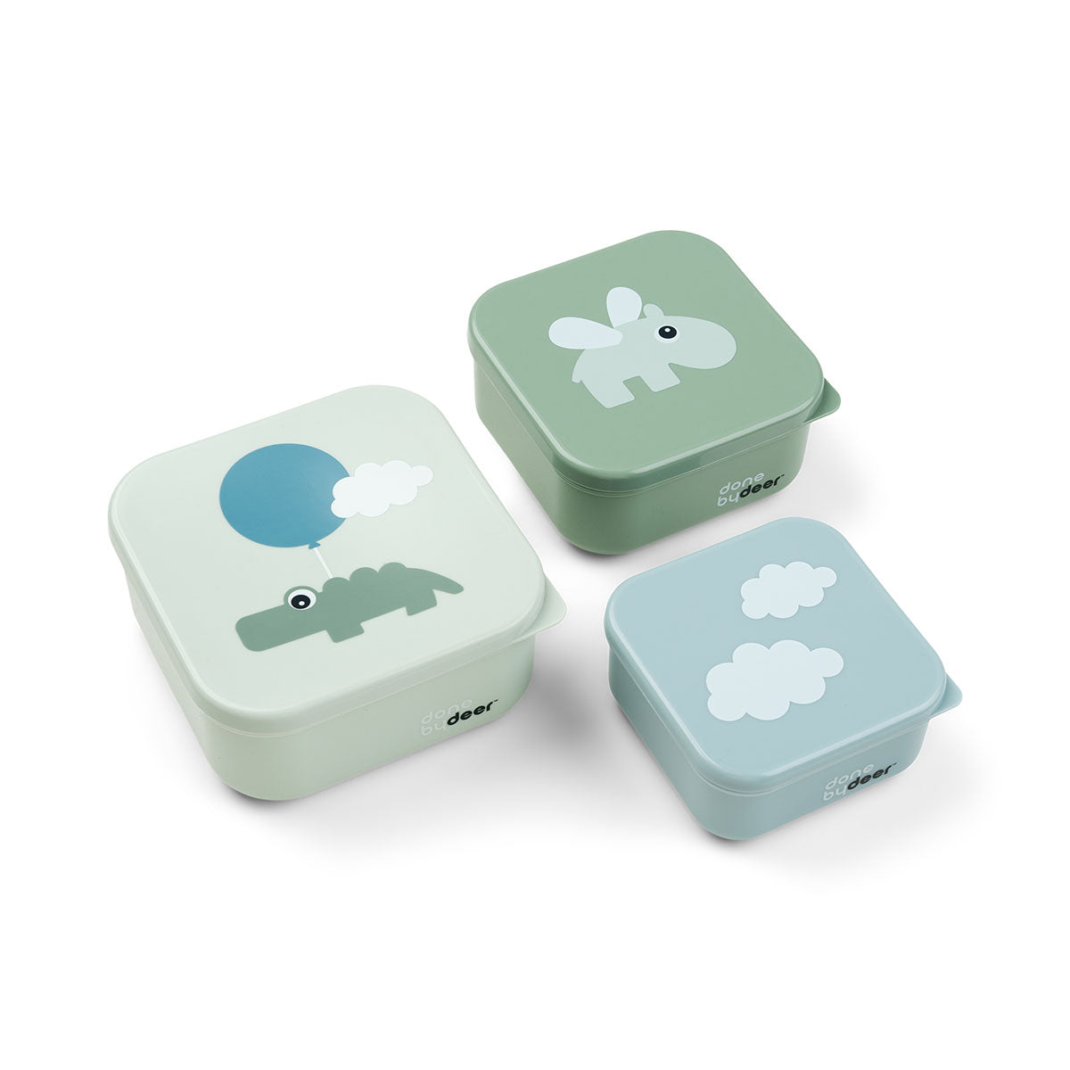 Snack box set 3 pcs - Happy clouds - Green