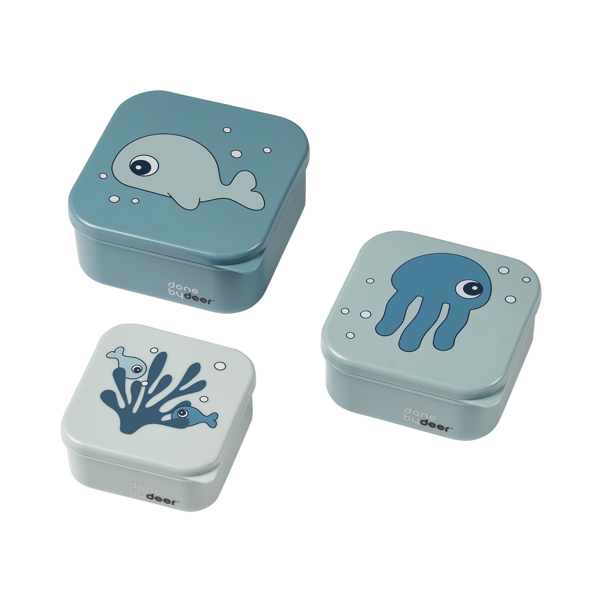 Snack box set 3 pcs - Sea friends - Blue - Front