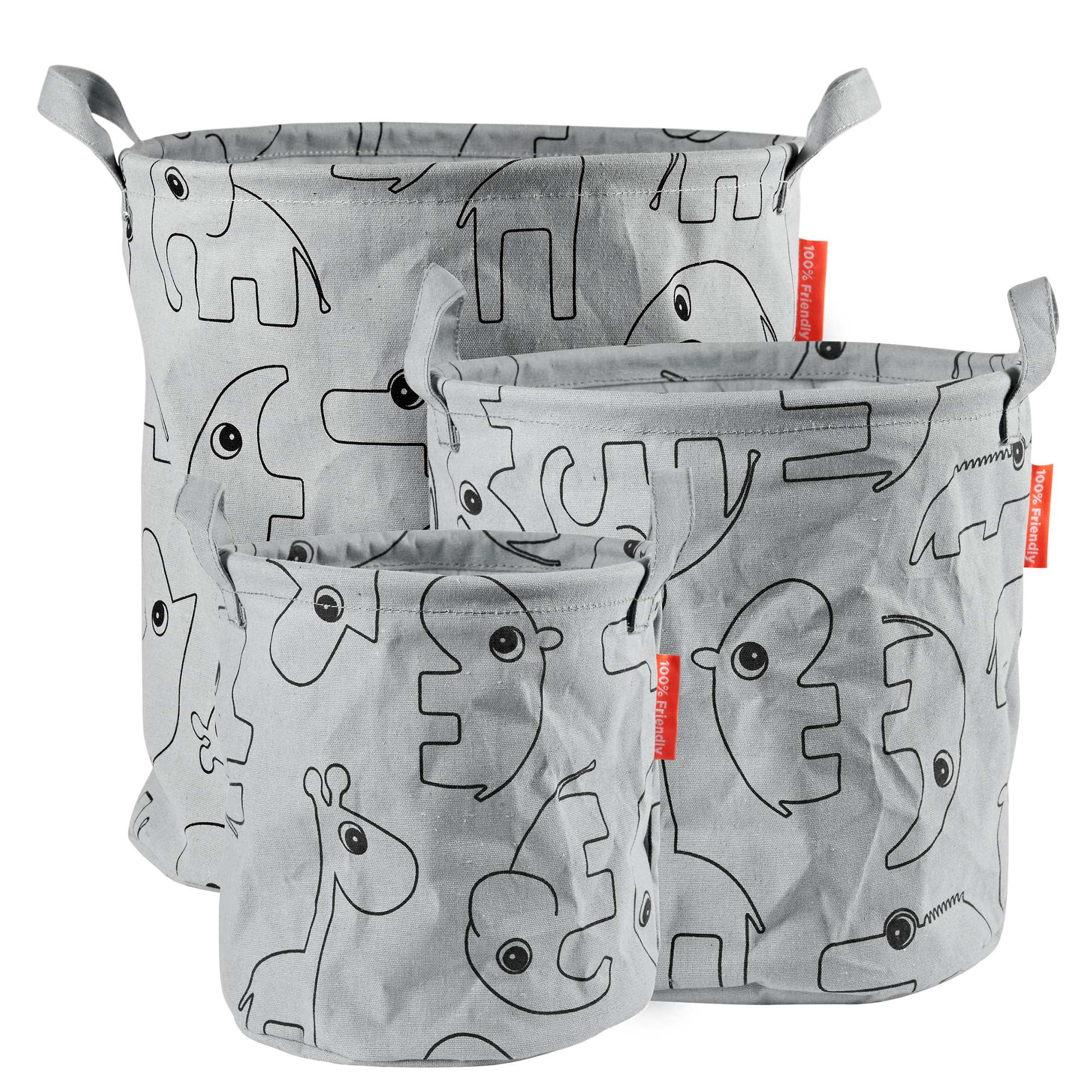 Storage baskets 3 pcs - Contour - Grey - Front
