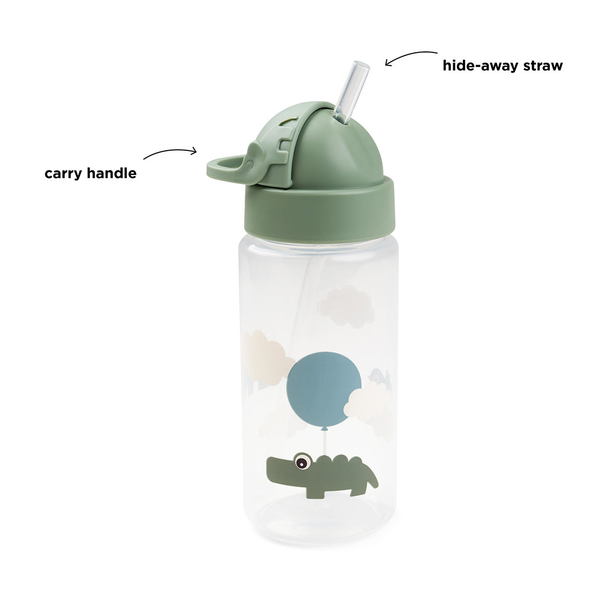 Straw bottle - Happy clouds - Green