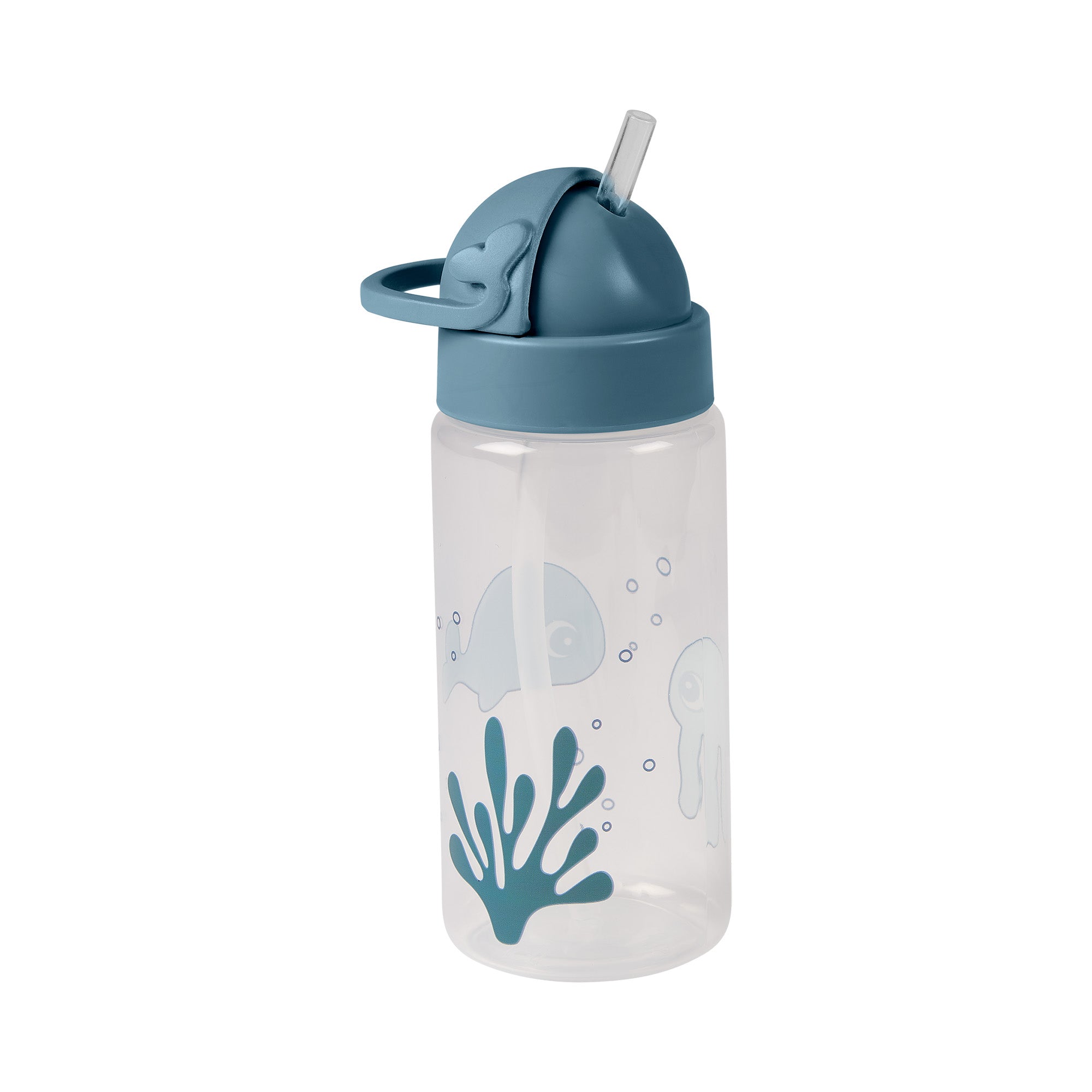 Straw bottle - Sea friends - Blue - Back