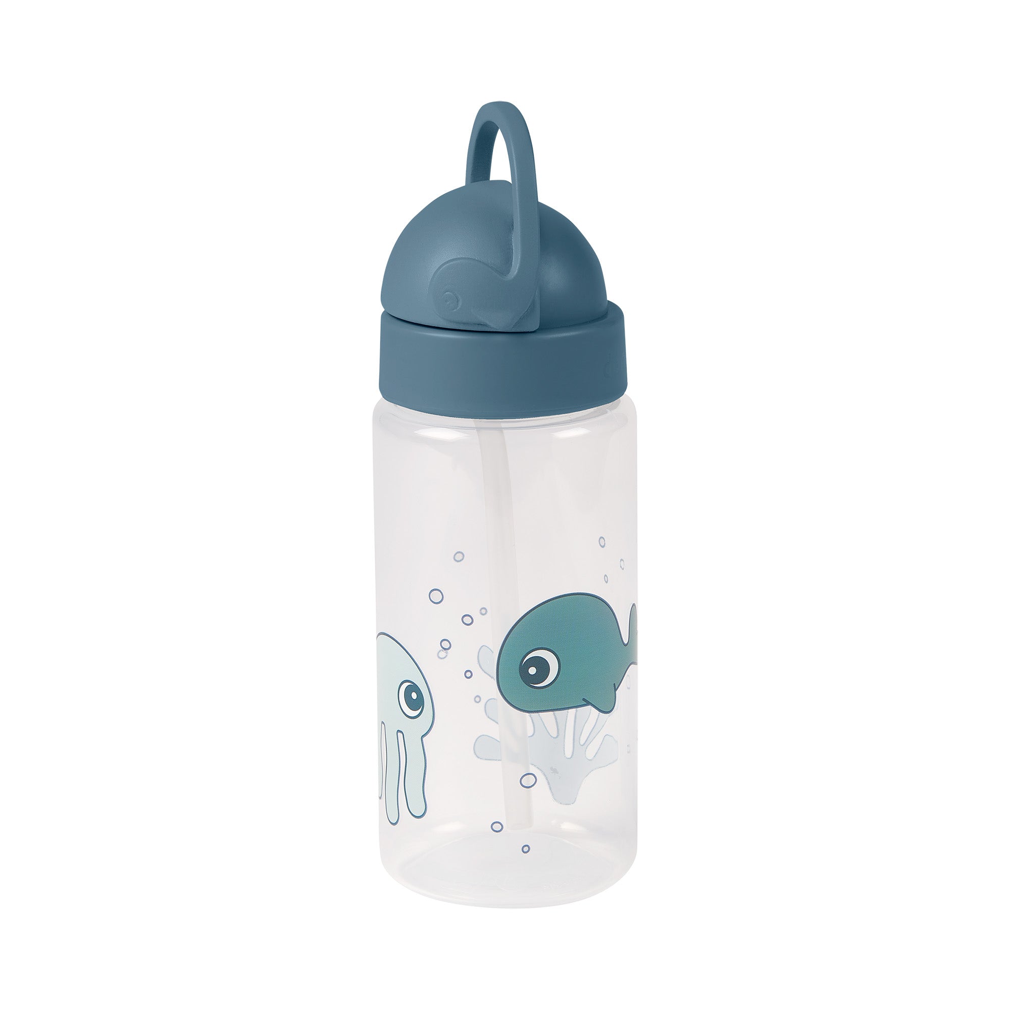 Straw bottle - Sea friends - Blue - Front