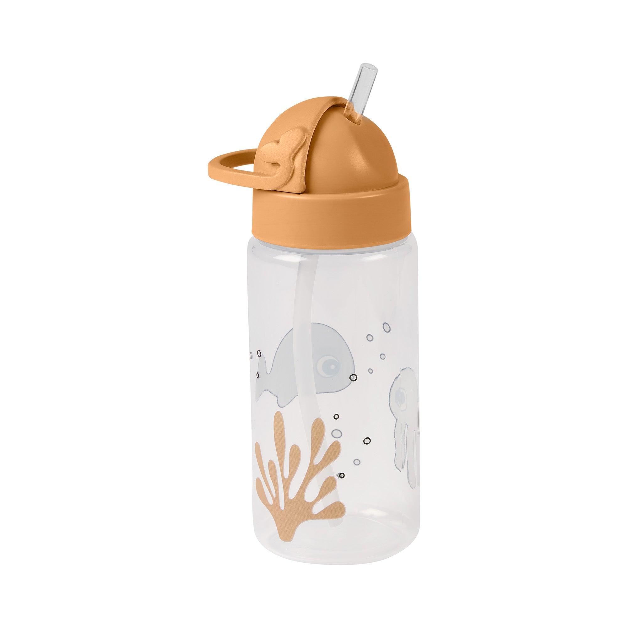 Straw bottle - Sea friends - Mustard/Grey - Back