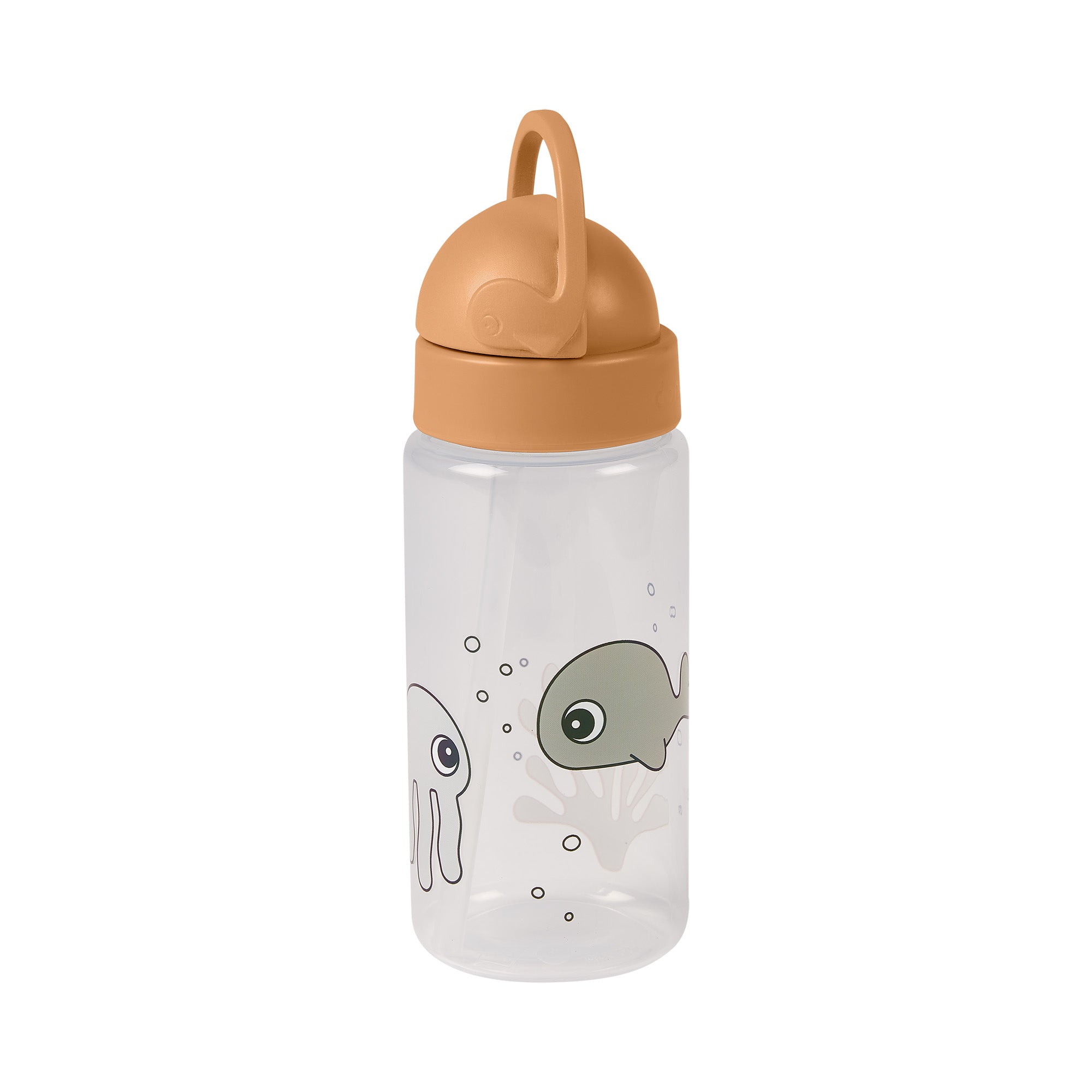 Straw bottle - Sea friends - Mustard/Grey - Front