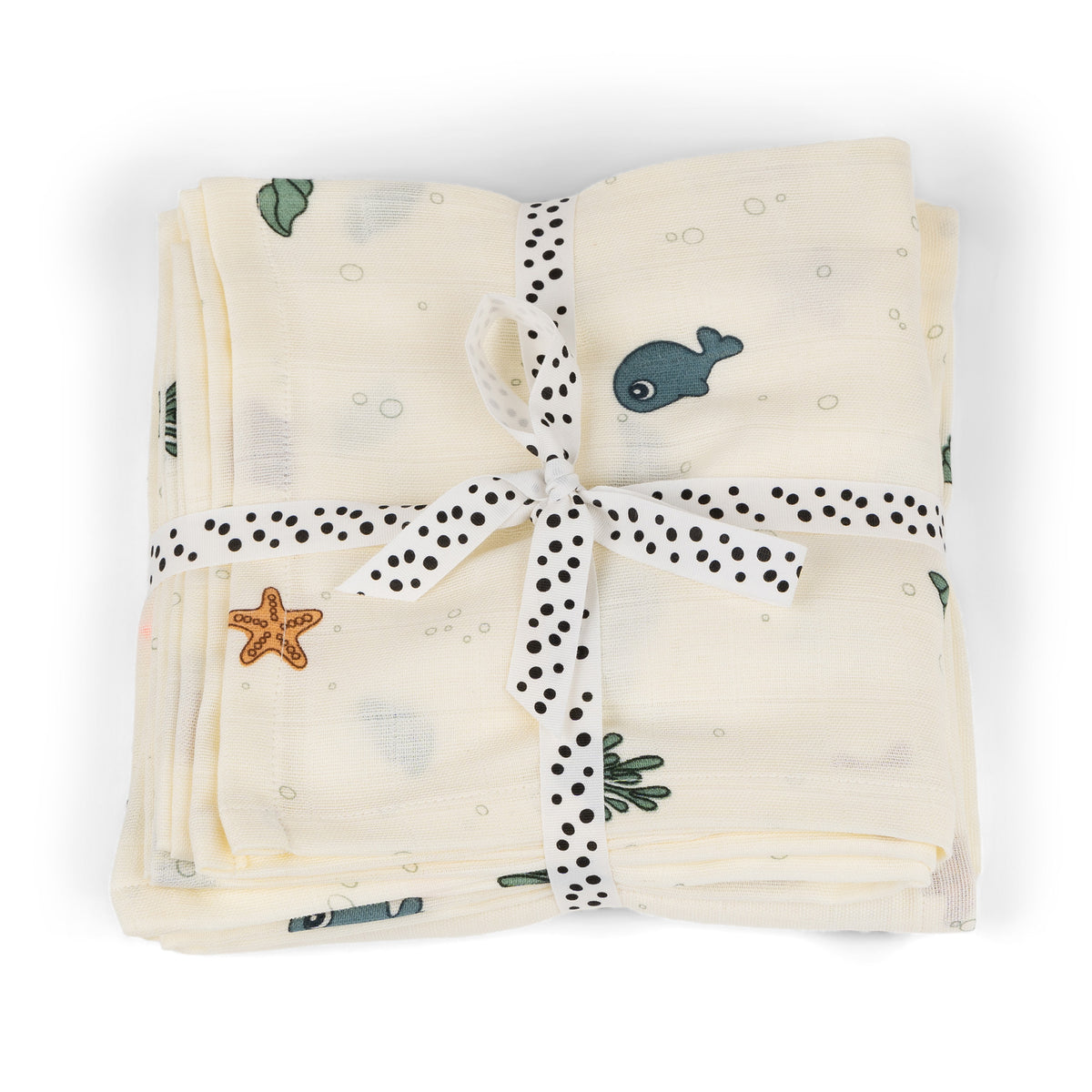 Swaddle 2-pack - Sea friends - Beige - Front