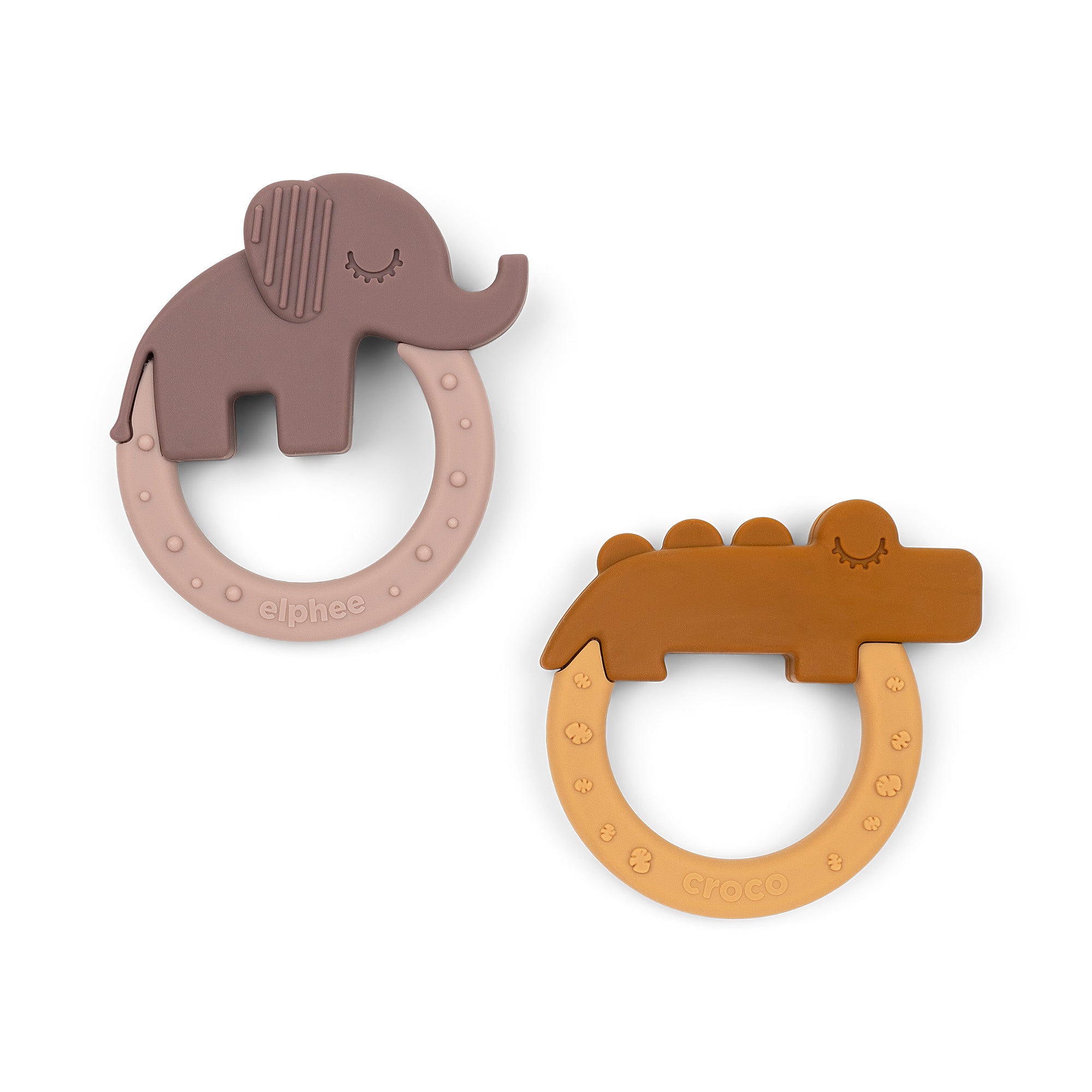 Teether 2-pack - Deer friends - Mustard/Powder - Back