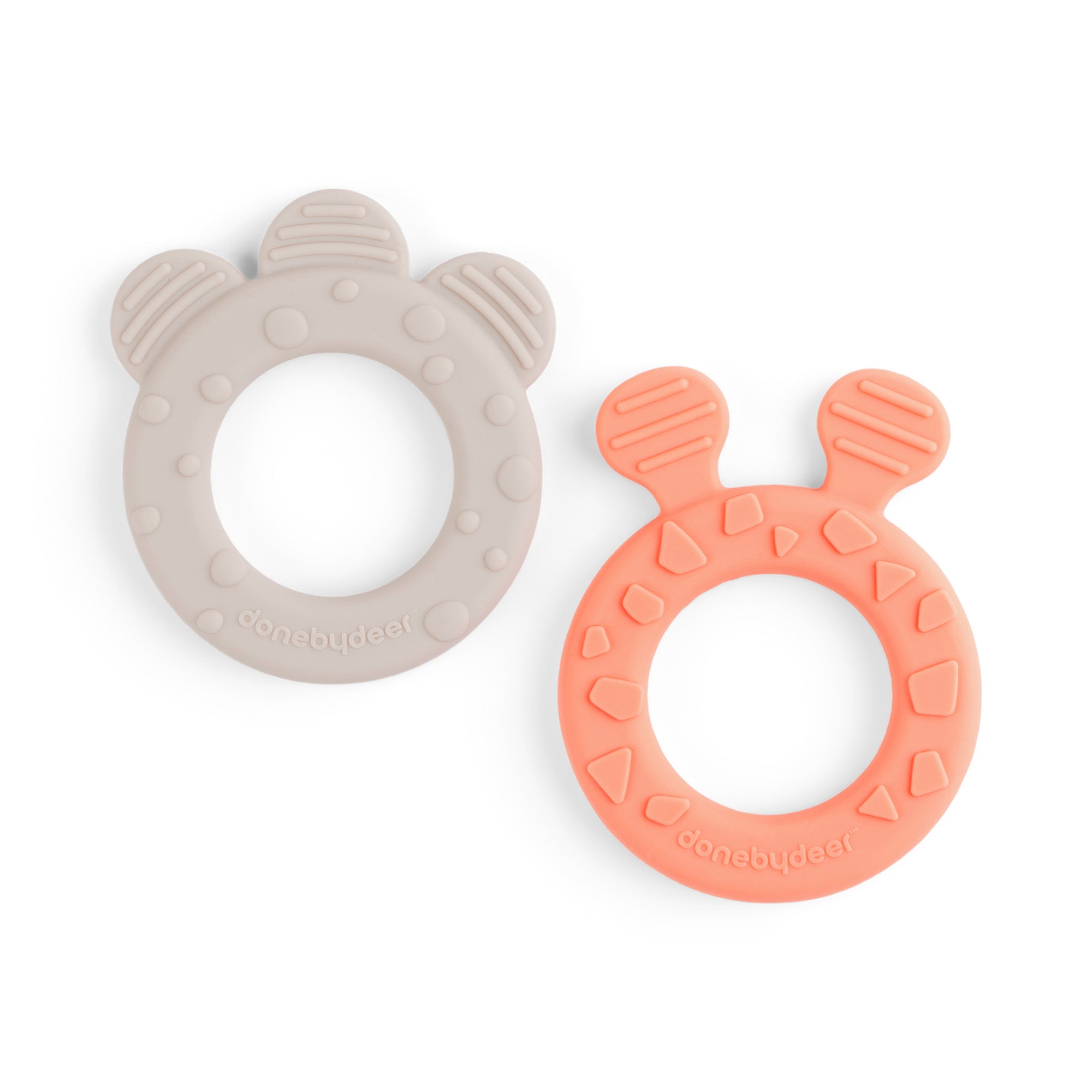 Teether 2-pack - Deer friends - Sand/Coral - Back