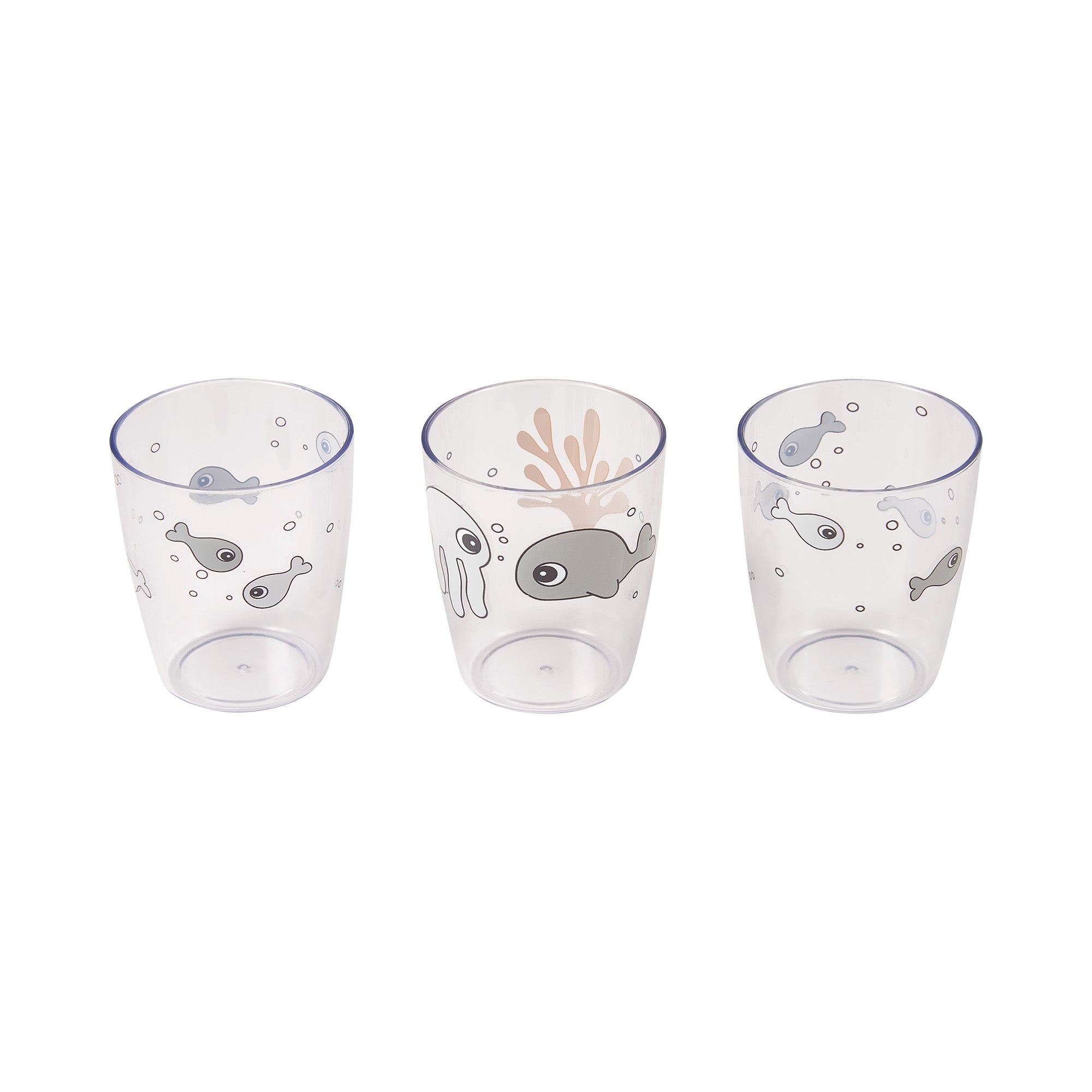 Yummy mini glass 3 pcs - Sea friends - Mustard/Grey - Front