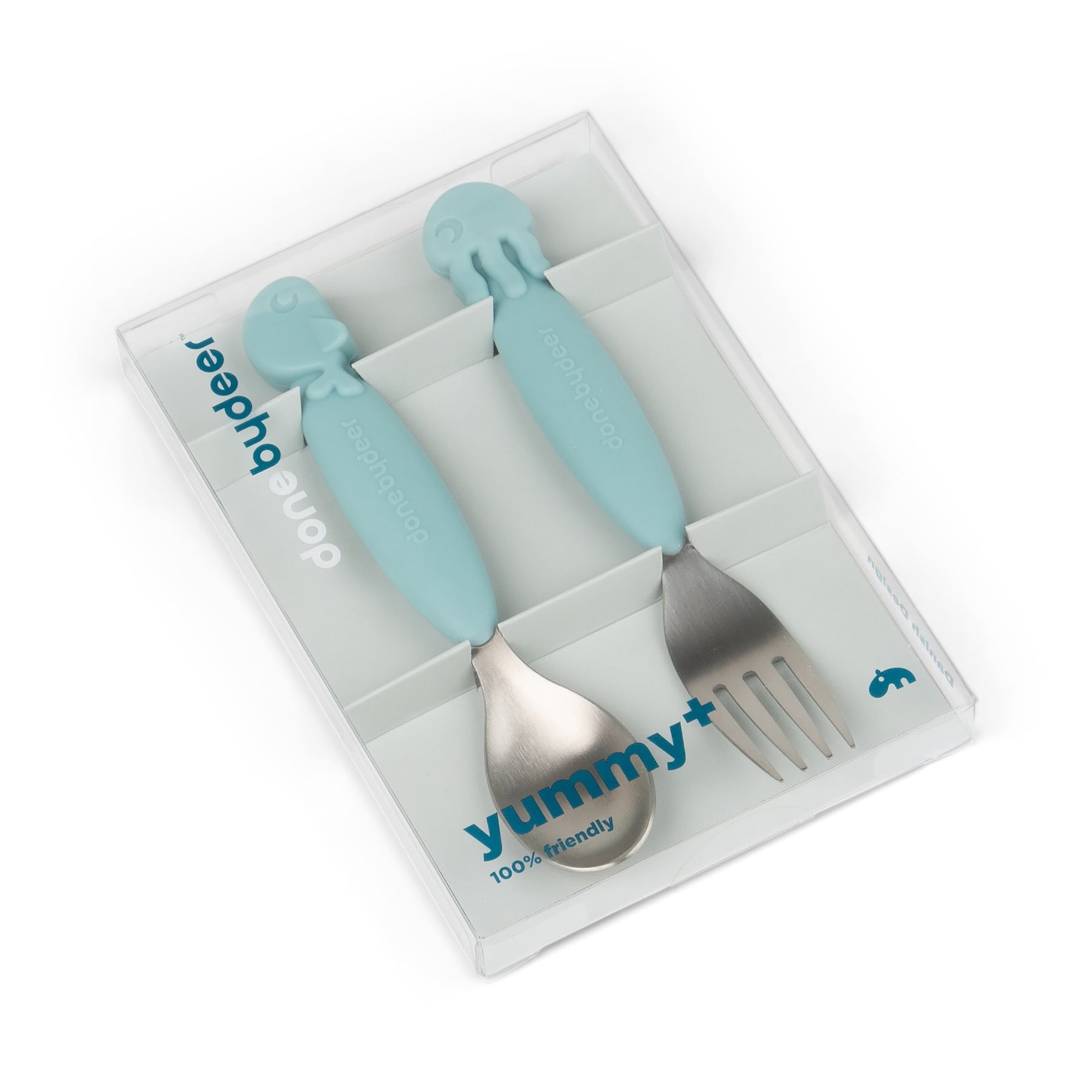YummyPlus spoon & fork set - Sea friends - Blue - Packaging